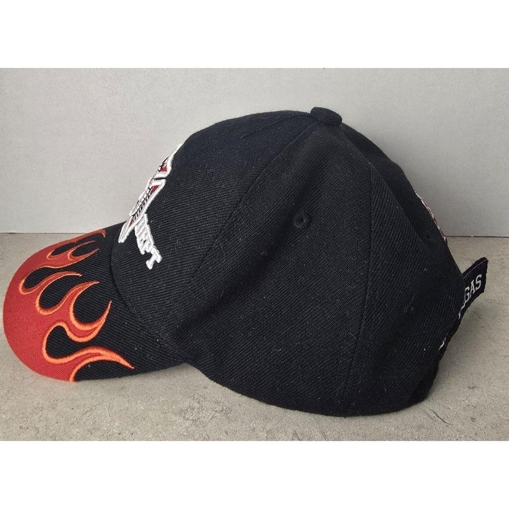 Chelona Hat Mens OS Black Las Vegas Fire Dept Flame Baseball Cap Biker Y2K - Picture 2 of 8